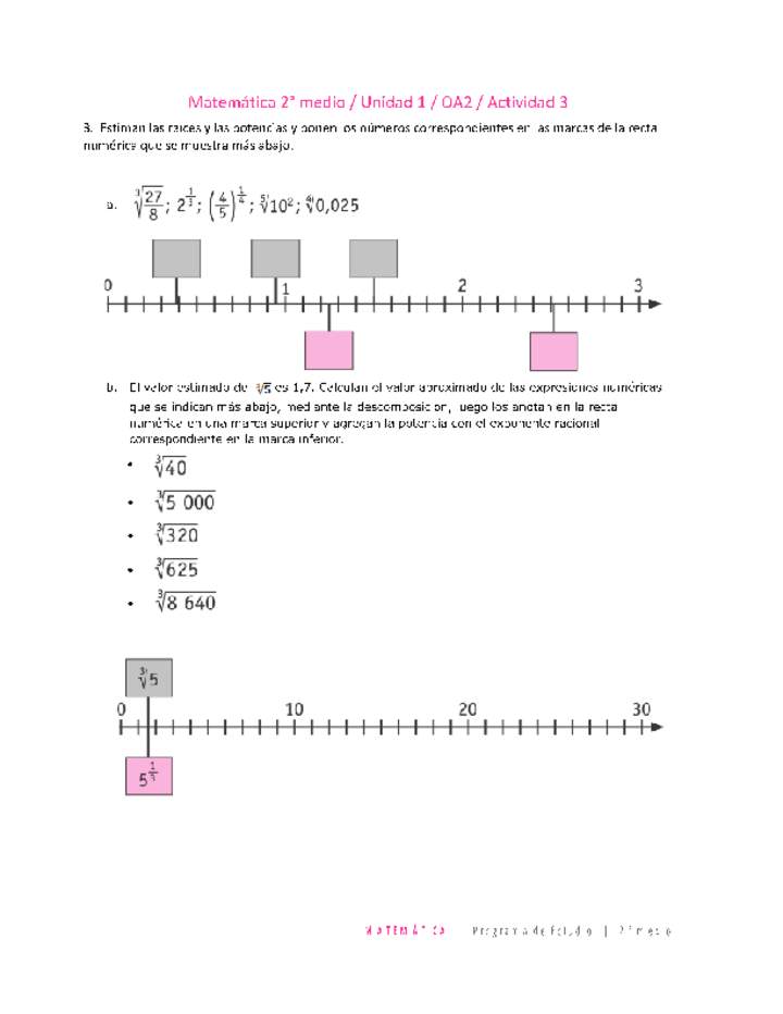 Matemática 2 medio-Unidad 1-OA2-Actividad 3 Matemática 2 medio-Unidad 1-OA2-Actividad 3