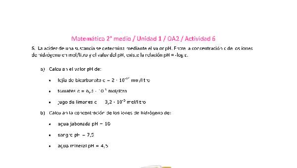 Matemática 2 medio-Unidad 1-OA2-Actividad 6 Matemática 2 medio-Unidad 1-OA2-Actividad 6