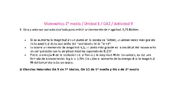 Matemática 2 medio-Unidad 1-OA2-Actividad 9 Matemática 2 medio-Unidad 1-OA2-Actividad 9