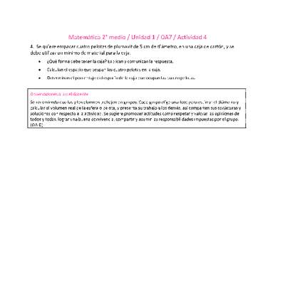 Matemática 2 medio-Unidad 1-OA7-Actividad 4 Matemática 2 medio-Unidad 1-OA7-Actividad 4