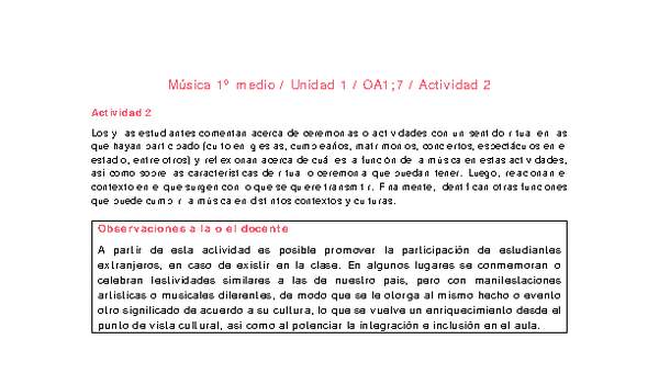 Artes Musicales 1 medio-Unidad 1-OA1;7-Actividad 2 Artes Musicales 1 medio-Unidad 1-OA1;7-Actividad 2