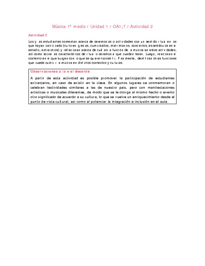 Artes Musicales 1 medio-Unidad 1-OA1;7-Actividad 2 Artes Musicales 1 medio-Unidad 1-OA1;7-Actividad 2