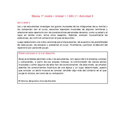 Artes Musicales 1 medio-Unidad 1-OA1;7-Actividad 5 Artes Musicales 1 medio-Unidad 1-OA1;7-Actividad 5