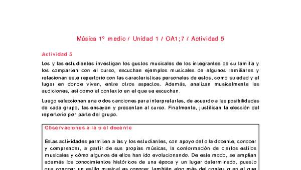 Artes Musicales 1 medio-Unidad 1-OA1;7-Actividad 5 Artes Musicales 1 medio-Unidad 1-OA1;7-Actividad 5