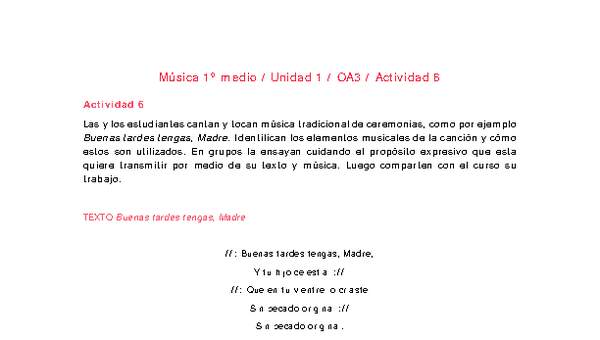 Artes Musicales 1 medio-Unidad 1-OA3-Actividad 6 Artes Musicales 1 medio-Unidad 1-OA3-Actividad 6