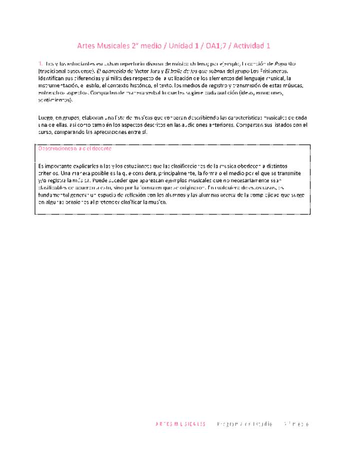 Artes Musicales 2 medio-Unidad 1-OA1;7-Actividad 1 Artes Musicales 2 medio-Unidad 1-OA1;7-Actividad 1