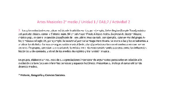 Artes Musicales 2 medio-Unidad 1-OA1;7-Actividad 2 Artes Musicales 2 medio-Unidad 1-OA1;7-Actividad 2