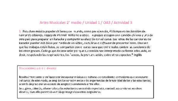 Artes Musicales 2 medio-Unidad 1-OA3-Actividad 3 Artes Musicales 2 medio-Unidad 1-OA3-Actividad 3