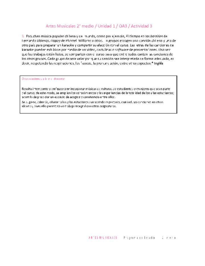 Artes Musicales 2 medio-Unidad 1-OA3-Actividad 3 Artes Musicales 2 medio-Unidad 1-OA3-Actividad 3