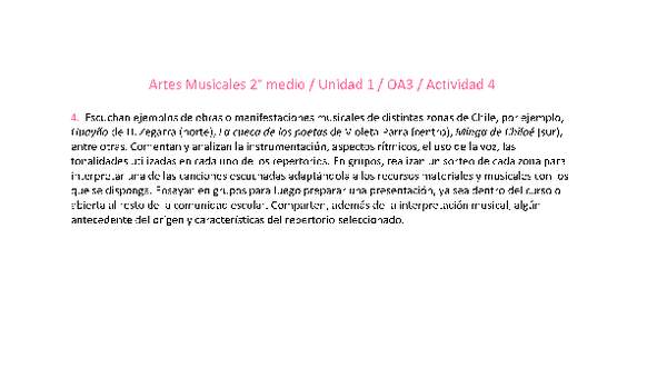 Artes Musicales 2 medio-Unidad 1-OA3-Actividad 4 Artes Musicales 2 medio-Unidad 1-OA3-Actividad 4