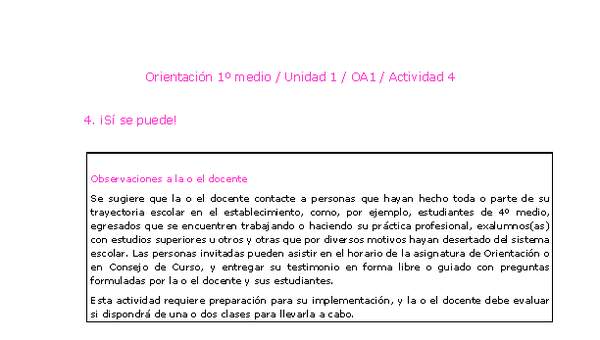 Orientación 1 medio-Unidad 1-OA1-Actividad 4 Orientación 1 medio-Unidad 1-OA1-Actividad 4
