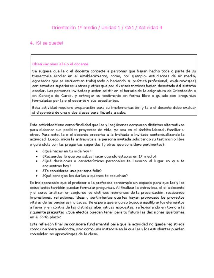 Orientación 1 medio-Unidad 1-OA1-Actividad 4 Orientación 1 medio-Unidad 1-OA1-Actividad 4