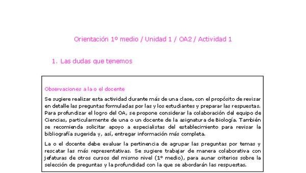 Orientación 1 medio-Unidad 1-OA2-Actividad 1 Orientación 1 medio-Unidad 1-OA2-Actividad 1