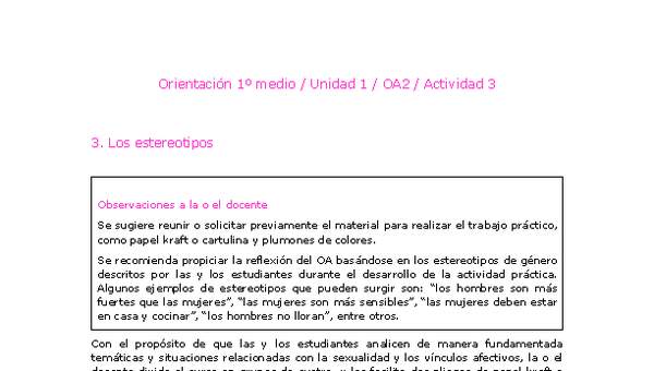 Orientación 1 medio-Unidad 1-OA2-Actividad 3 Orientación 1 medio-Unidad 1-OA2-Actividad 3