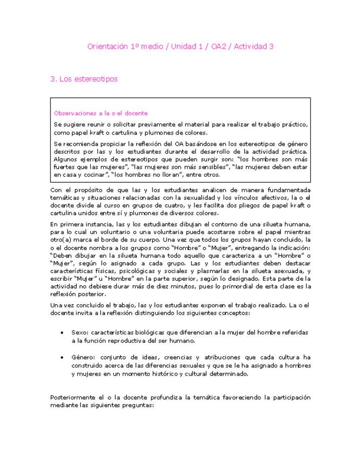 Orientación 1 medio-Unidad 1-OA2-Actividad 3 Orientación 1 medio-Unidad 1-OA2-Actividad 3