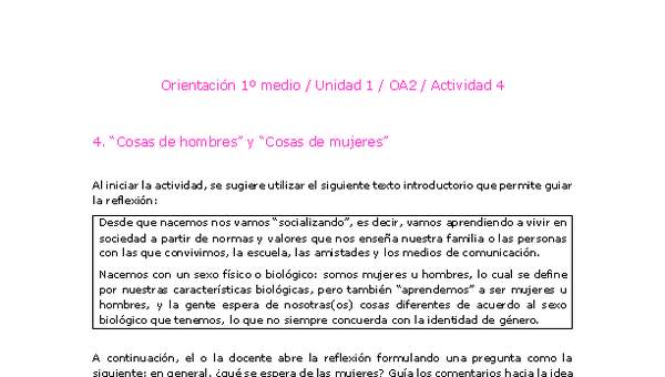 Orientación 1 medio-Unidad 1-OA2-Actividad 4 Orientación 1 medio-Unidad 1-OA2-Actividad 4