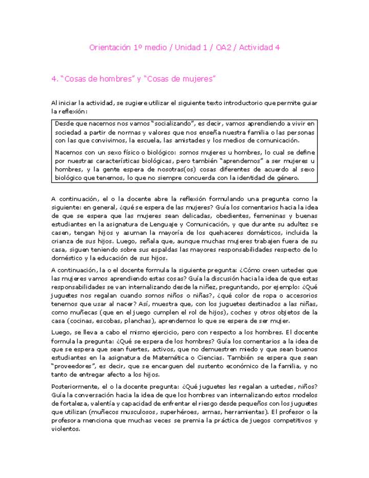 Orientación 1 medio-Unidad 1-OA2-Actividad 4 Orientación 1 medio-Unidad 1-OA2-Actividad 4