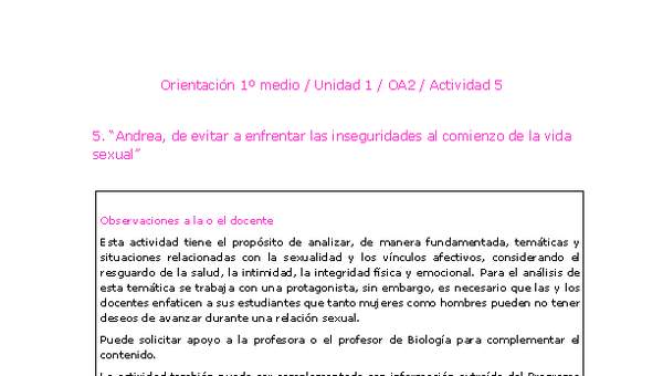 Orientación 1 medio-Unidad 1-OA2-Actividad 5 Orientación 1 medio-Unidad 1-OA2-Actividad 5