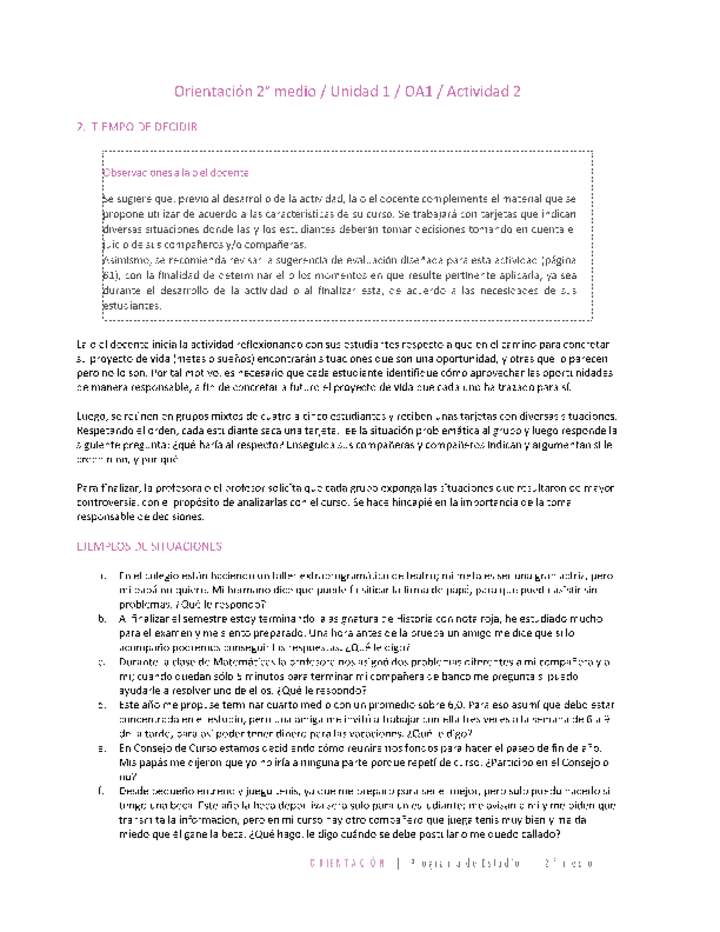 Orientación 2 medio-Unidad 1-OA1-Actividad 2 Orientación 2 medio-Unidad 1-OA1-Actividad 2