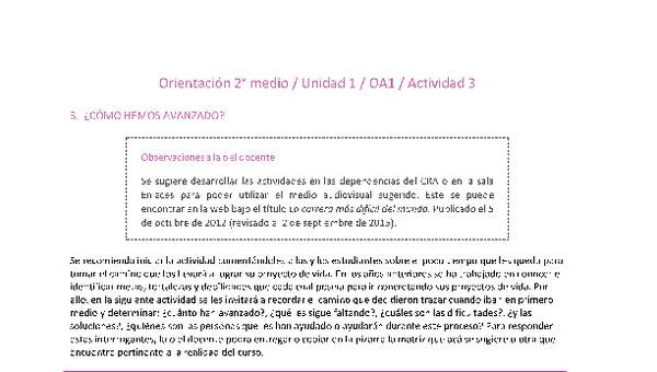 Orientación 2 medio-Unidad 1-OA1-Actividad 3 Orientación 2 medio-Unidad 1-OA1-Actividad 3