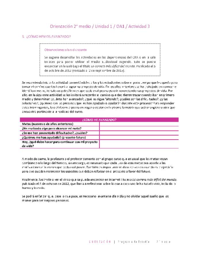 Orientación 2 medio-Unidad 1-OA1-Actividad 3 Orientación 2 medio-Unidad 1-OA1-Actividad 3