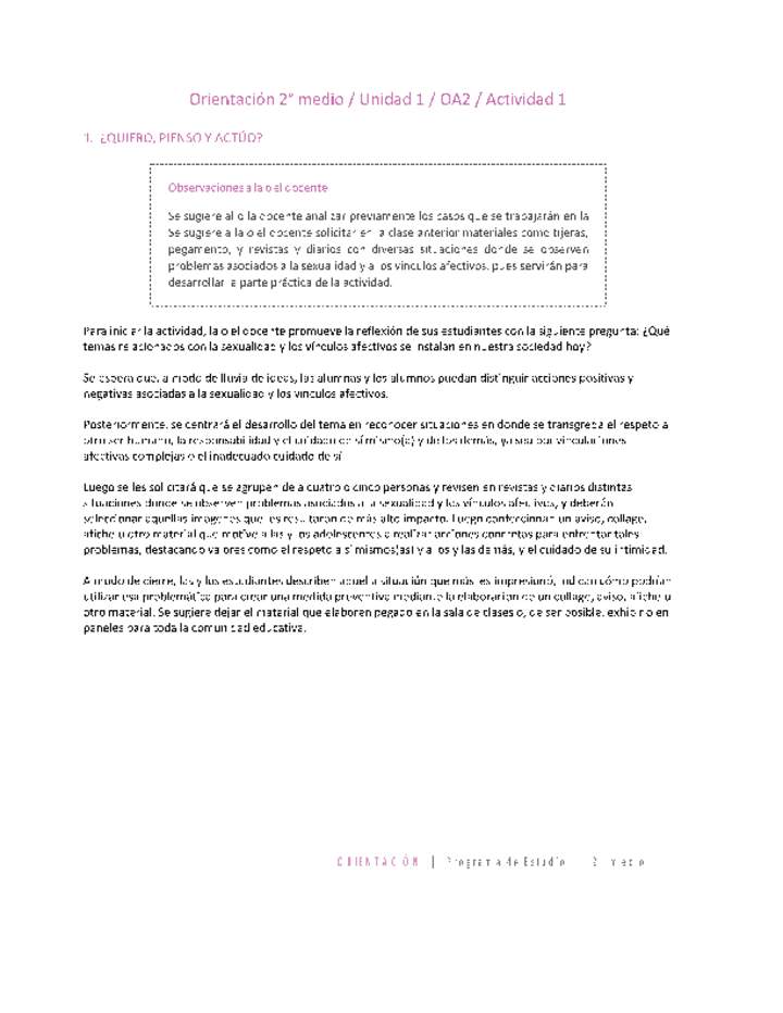 Orientación 2 medio-Unidad 1-OA2-Actividad 1 Orientación 2 medio-Unidad 1-OA2-Actividad 1