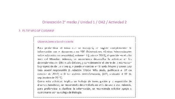 Orientación 2 medio-Unidad 1-OA2-Actividad 2 Orientación 2 medio-Unidad 1-OA2-Actividad 2