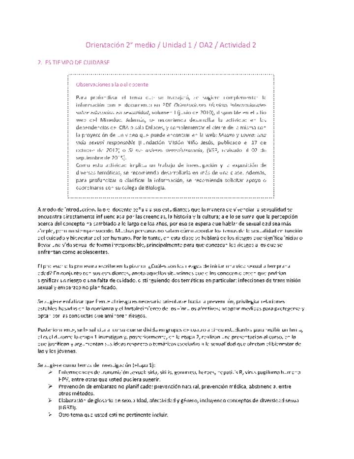 Orientación 2 medio-Unidad 1-OA2-Actividad 2 Orientación 2 medio-Unidad 1-OA2-Actividad 2