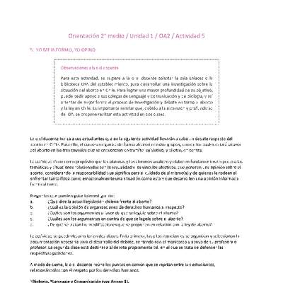 Orientación 2 medio-Unidad 1-OA2-Actividad 5 Orientación 2 medio-Unidad 1-OA2-Actividad 5