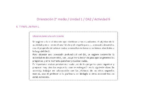 Orientación 2 medio-Unidad 1-OA2-Actividad 6 Orientación 2 medio-Unidad 1-OA2-Actividad 6