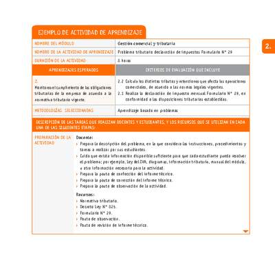 Problema tributario declaración de impuestos Formulario N° 29 Problema tributario declaración de impuestos Formulario N° 29