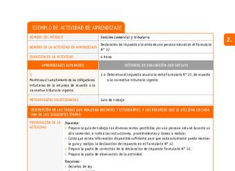 Declaración de impuesto a la renta de una persona natural en el Formulario N° 22 Declaración de impuesto a la renta de una persona natural en el Formulario N° 22