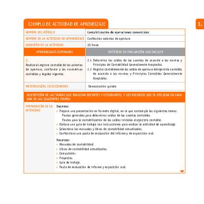 Confección asientos de apertura Confección asientos de apertura