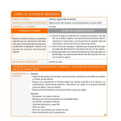 Determinación del impuesto a la venta de bienes y servicios (IVA) Determinación del impuesto a la venta de bienes y servicios (IVA)
