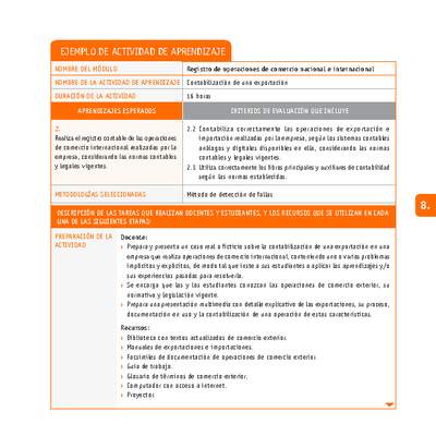 Contabilización de una exportación Contabilización de una exportación