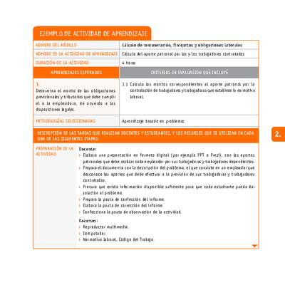 Cálculo del aporte patronal por las y los trabajadores contratados Cálculo del aporte patronal por las y los trabajadores contratados
