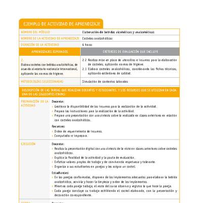 Cocteles analcohólicos Cocteles analcohólicos