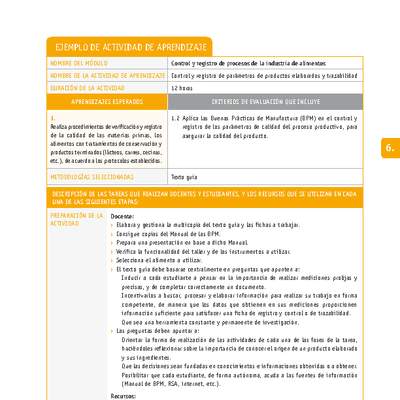 Control y registro de parámetros de productos elaborados y trazabilidad Control y registro de parámetros de productos elaborados y trazabilidad