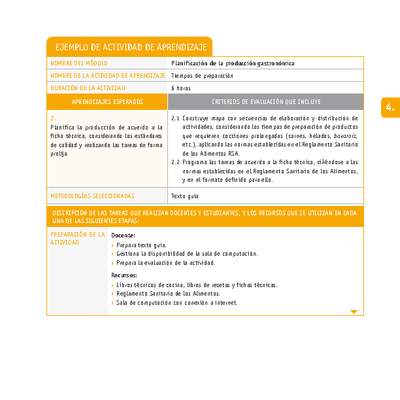 Tiempos de preparación Tiempos de preparación