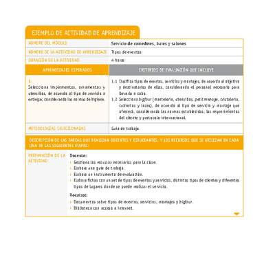 Tipos de eventos Tipos de eventos