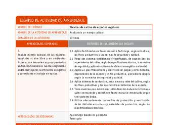 Analizando un manejo cultural Analizando un manejo cultural