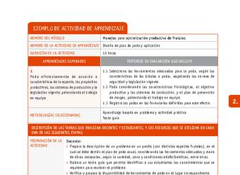 Diseño de plan de poda y aplicación Diseño de plan de poda y aplicación