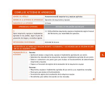 Operación de maquinarias y equipos Operación de maquinarias y equipos