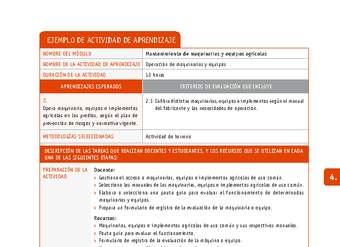 Operación de maquinarias y equipos Operación de maquinarias y equipos