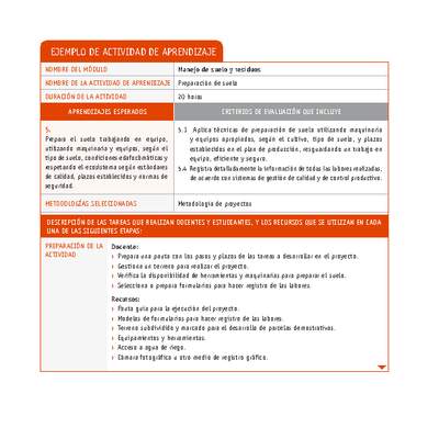 Preparación de suelo Preparación de suelo