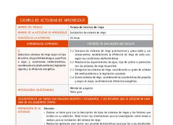 Instalación de sistema de riego Instalación de sistema de riego