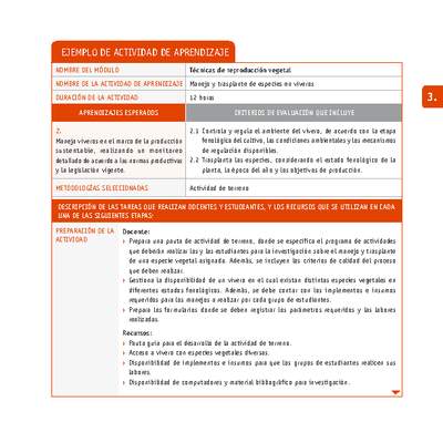 Manejo y trasplante de especies en viveros Manejo y trasplante de especies en viveros