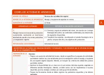 Manejo y trasplante de especies en viveros Manejo y trasplante de especies en viveros