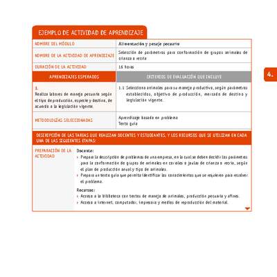 Selección de parámetros para conformación de grupos animales de crianza o recría Selección de parámetros para conformación de grupos animales de crianza o recría