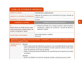 Selección de parámetros para conformación de grupos animales de crianza o recría Selección de parámetros para conformación de grupos animales de crianza o recría